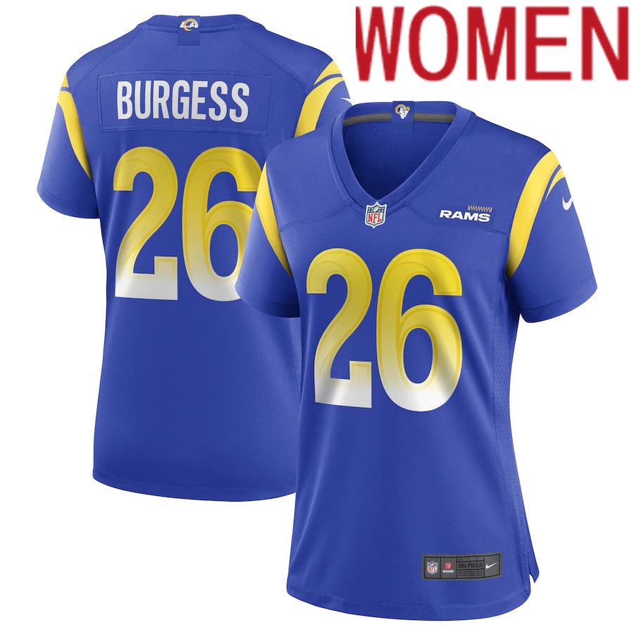 Women Los Angeles Rams #26 Terrell Burgess Nike Royal Game NFL Jersey